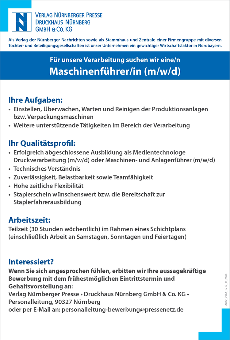 Maschinenführer (m/w/d)