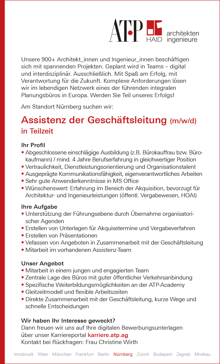 Assistenz der Geschäftsleitung in Teilzeit(m/w/d)