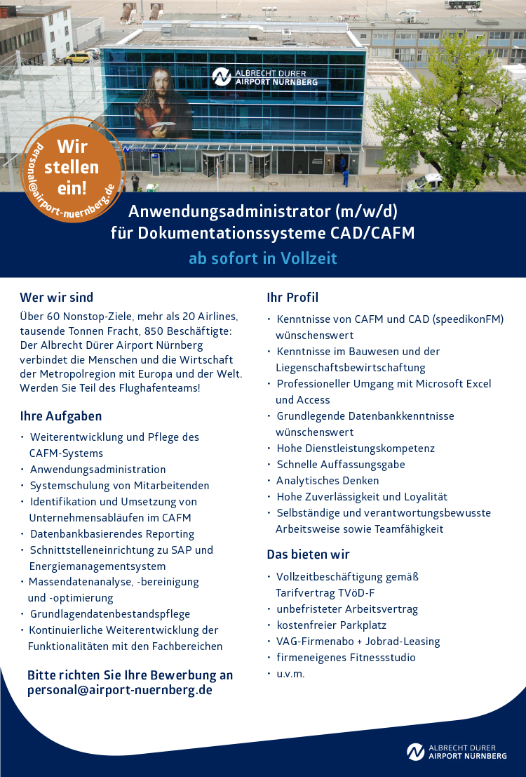 Anwendungsadministrator (m/w/d) für Dokumentationssysteme CAD/CAFM