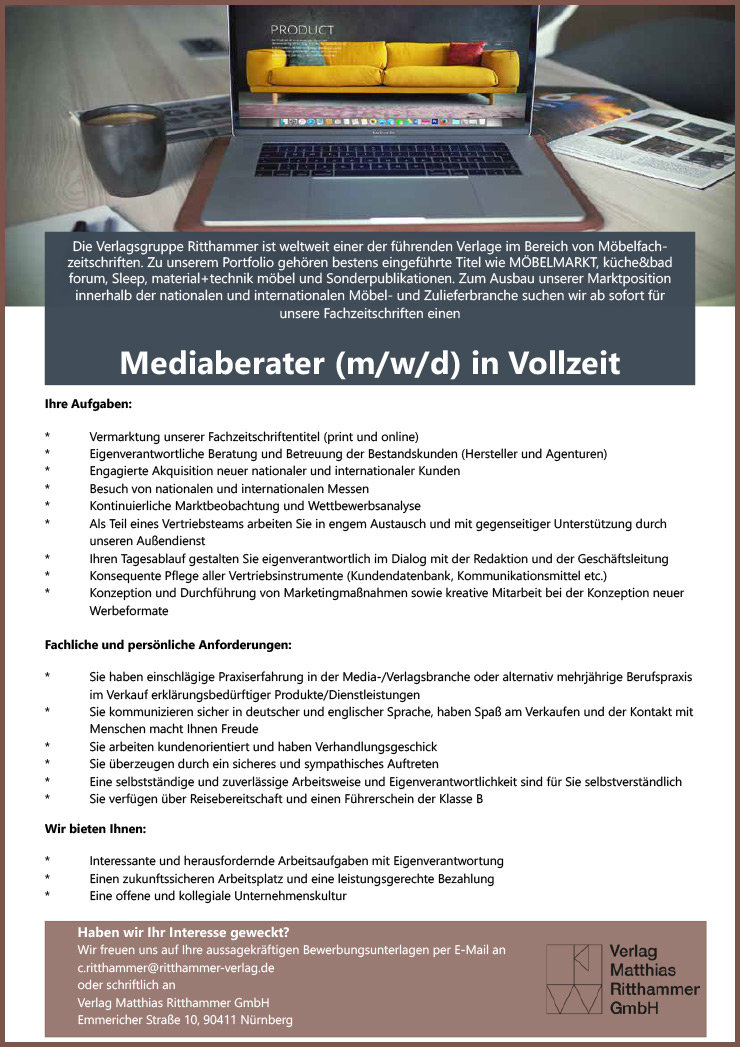 Mediaberater (m/w/d) in Vollzeit