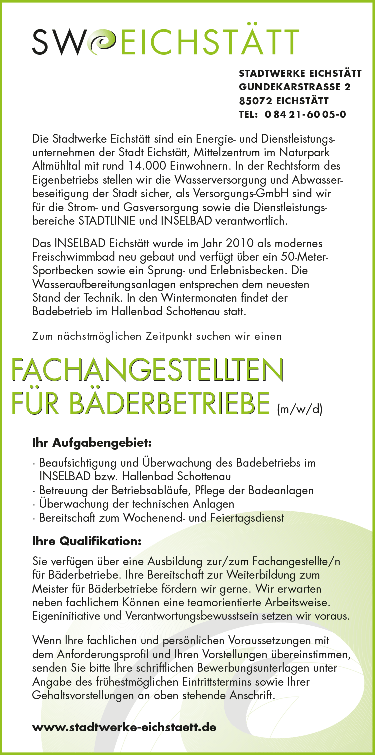 Fachangestellter für Bäderbetriebe (m/w/d))